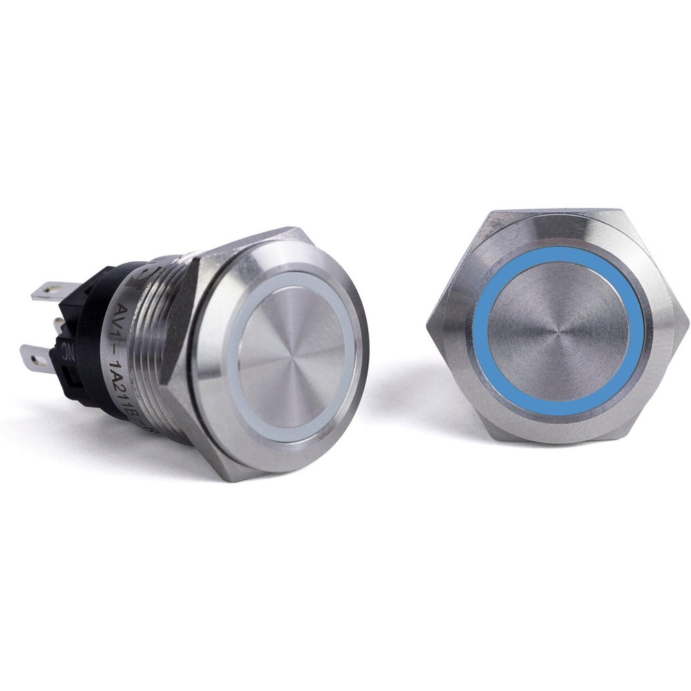 Sierra AV10100B Push-Button Switch, Off/On, Blue Halo LED, 20A
