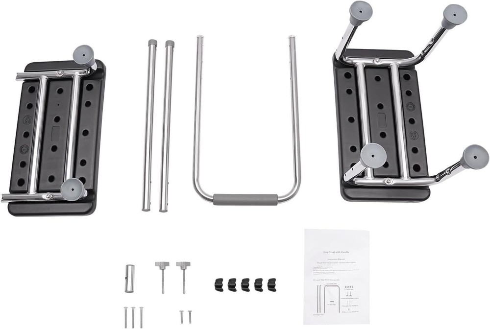 Elegant 2-Step Stool with Adjustable Handle for Seniors, Heavy Duty Design