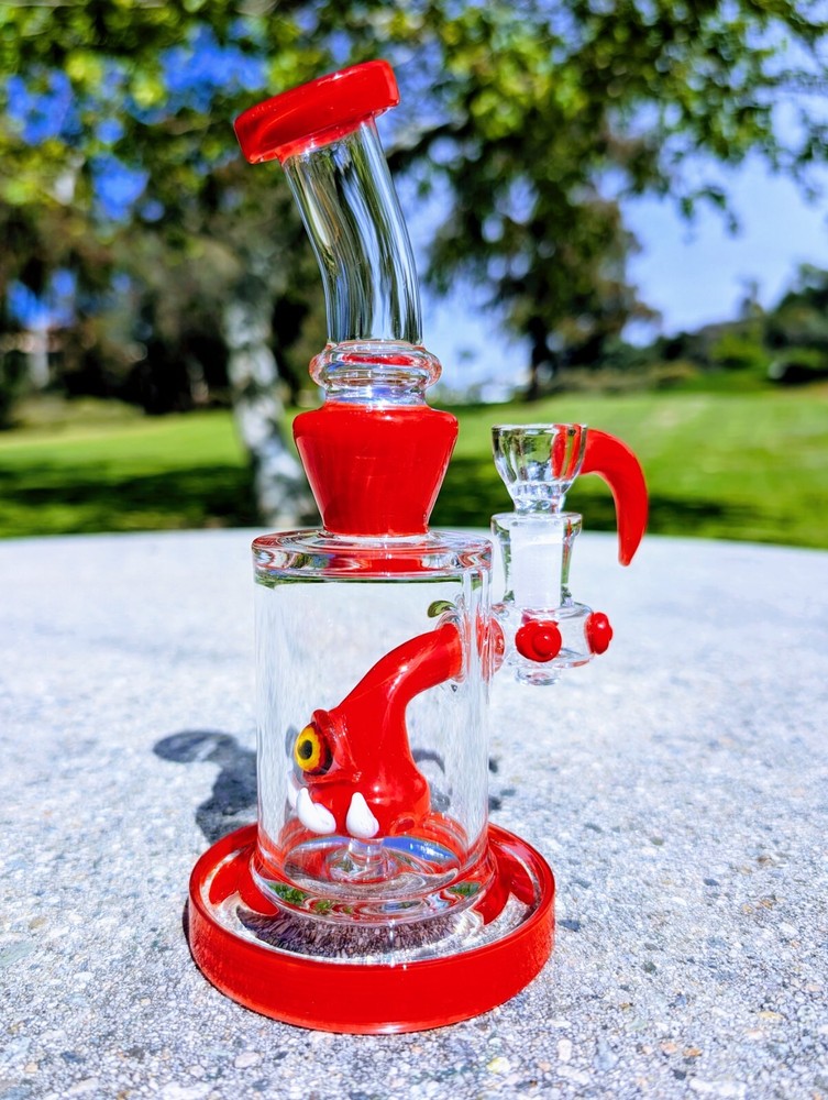 8" Cherry Cyclops Bong With Screen Filter Bowl Premium Quality Water Pipe Hookah
