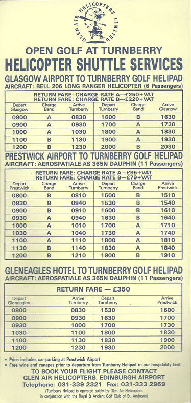 Glen Air Helicopters system timetable  [2102] Buy 4+ save 50%