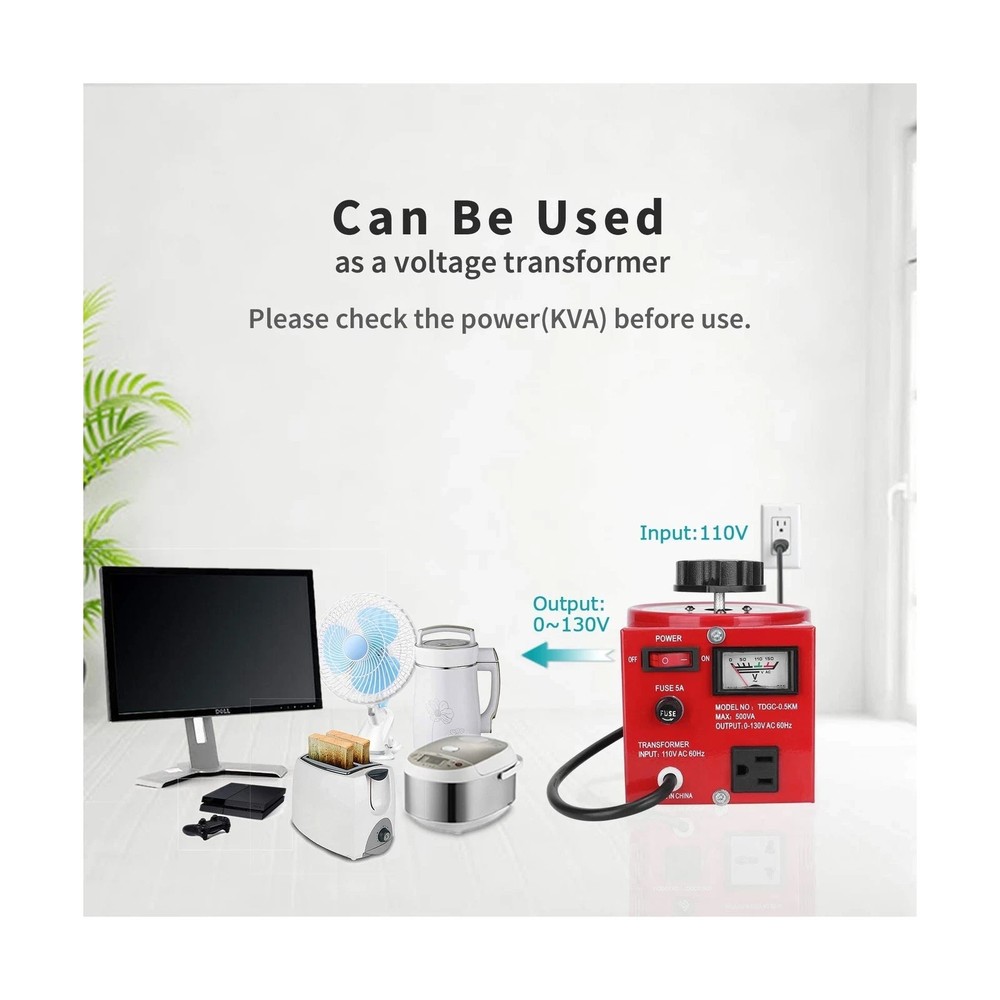 Beleeb Voltage Transformer 5 Amp Auto AC Variable Voltage Regulator,500VAC Ma...