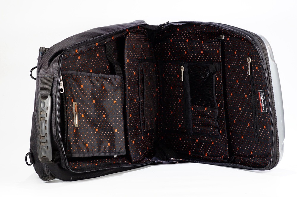 Eminent Silver Hard Shell Backpack Adjustable Straps Zipper Compartments