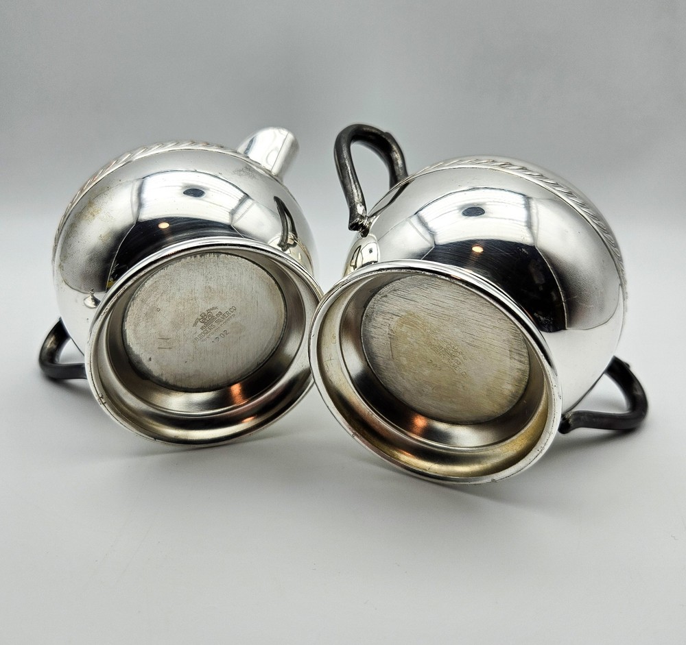 FB Rogers Silver Co Silver Plated Copper Creamer and Sugar Set Coffee Tea
