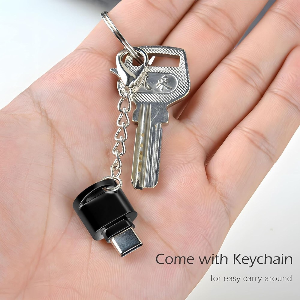 Ultra-Compact USB-C Micro SD Card Reader with Keychain - 480 Mbps Fast Transfer