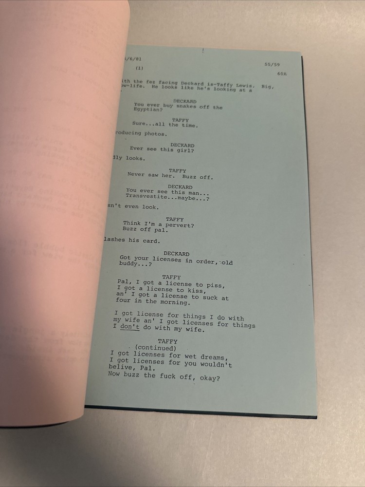 RARE Original BLADE RUNNER Movie Script Screenplay 1982 Harrison Ford Ridley