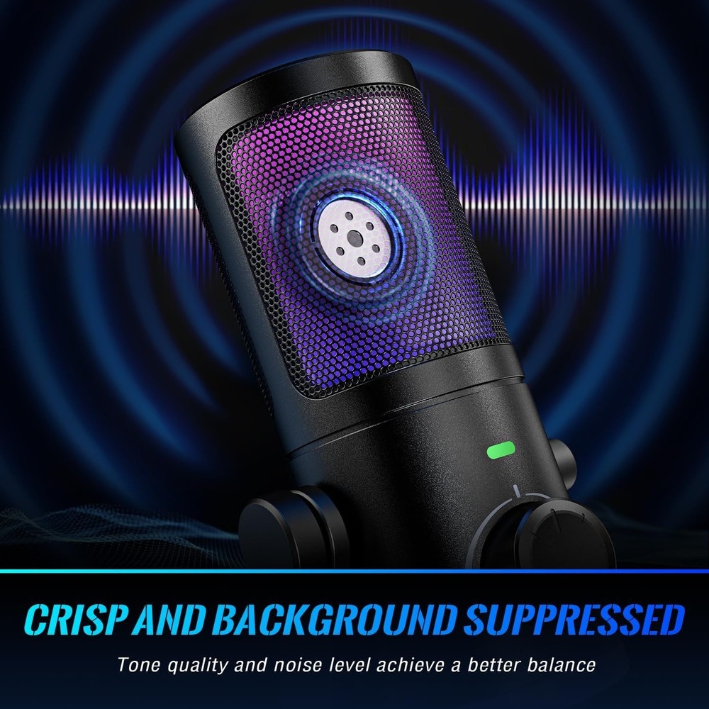FIFINE Gaming PC Microphone, USB Streaming Microphone with Game Chat Balance,...