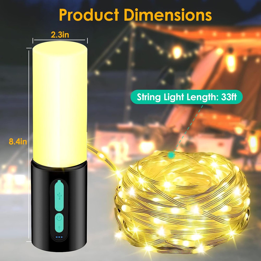 4 In 1 Rechargeable Camping String Light Waterproof Camping Lantern Flashlight