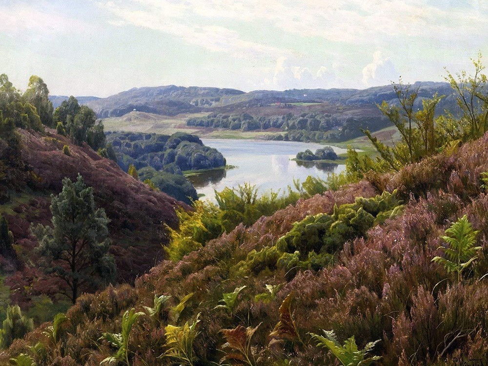 A SUMMER'S DAY by P. Monsted river Tile Mural Kitchen Backsplash Ceramic 10x8