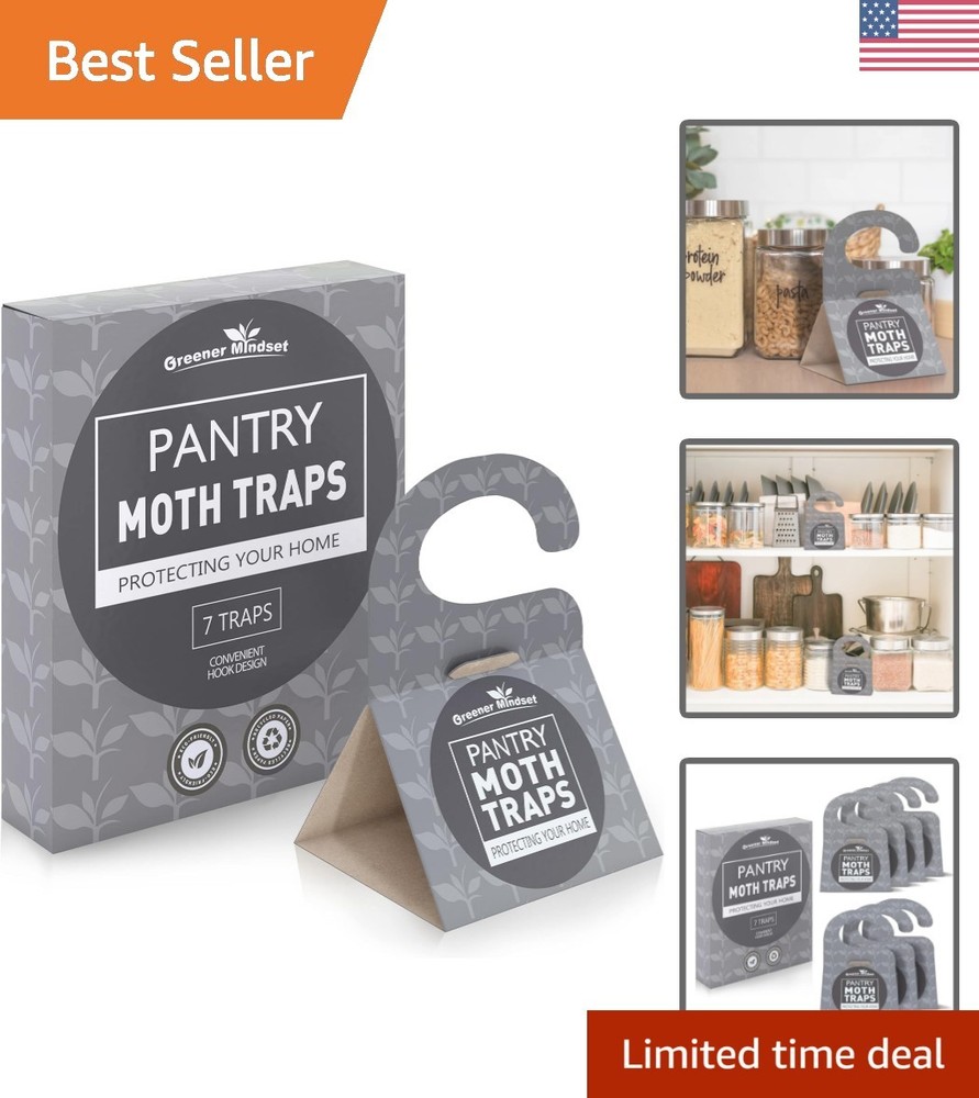 Powerful 7 Pack Pantry Moth Traps - Odorless Pheromones for Infestation Control