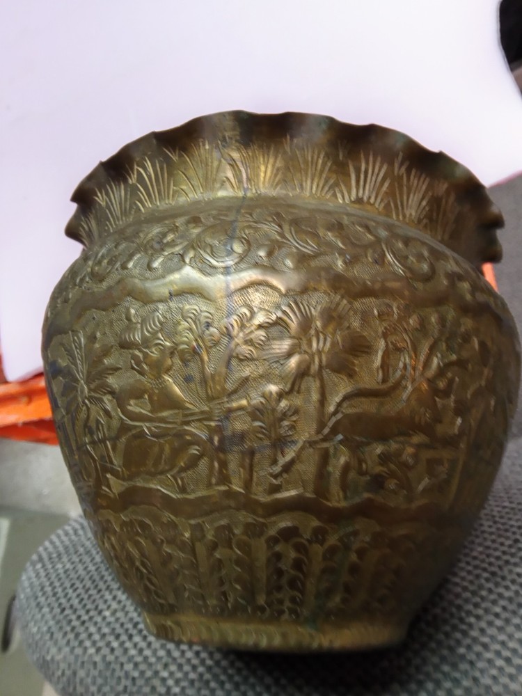 Antique Middle Eastern Handmade Indian Brass Pottery