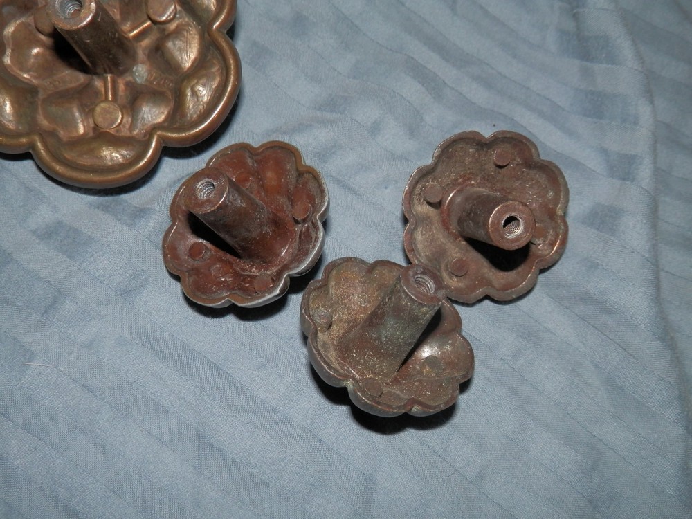 vintage flower shape Drawer Pull handles knobs Plates brass?