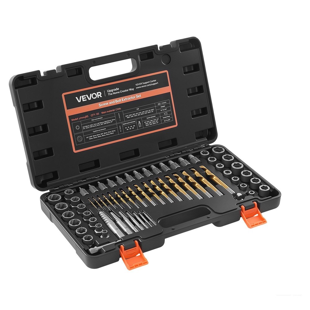 65 PC Screw Extractor Drill Bit Set - Easy Out Bolt Remover - Broken Stripped