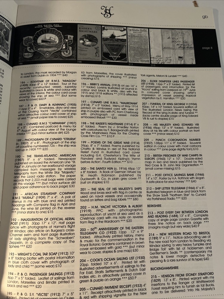 2005 Historystore Ltd Auction #2 Program