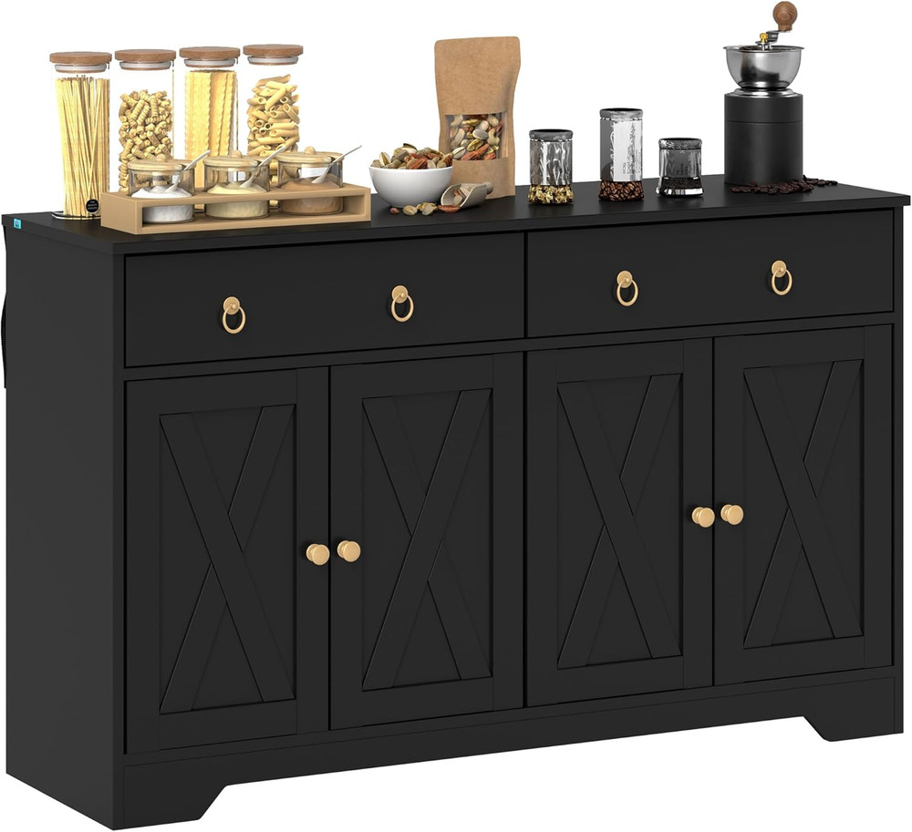48" Sideboard Buffet with Storage, Kitchen Storage Cabinet with 2 Drawers and 4