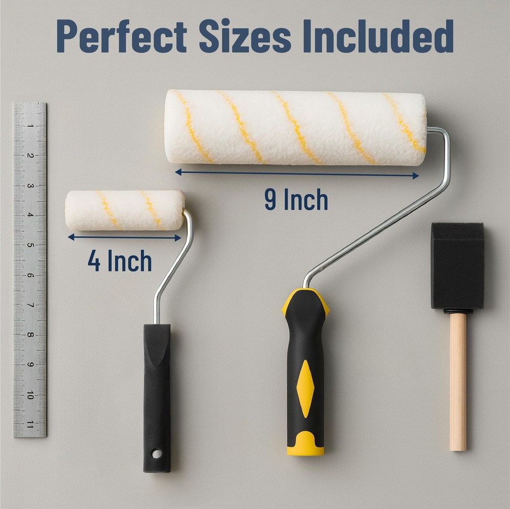 Bates - Paint Tray Set, Rollers, 9 Inch, Black/Yellow Handle