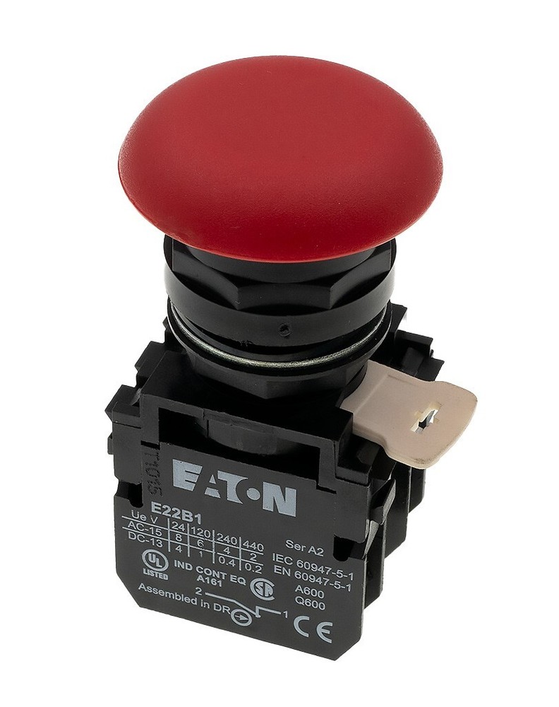 Eaton E22YED204 E22 pushbutton, Two-position, Push/pull operator, E-Stop 2NC E22
