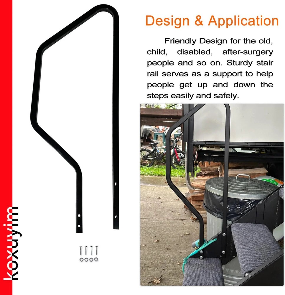 Step Handrail for Step Above 2nd Generation RV Entry Step. STP214-121H 3 Step Ha