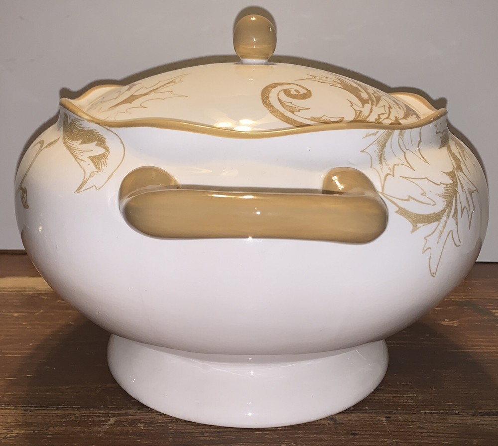Reba Harmony for the Home Soup Terrine, Scroll Leaf Design With Tags
