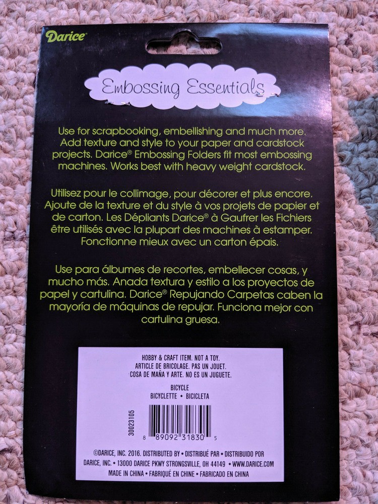 Darice embossing folder Bicycle