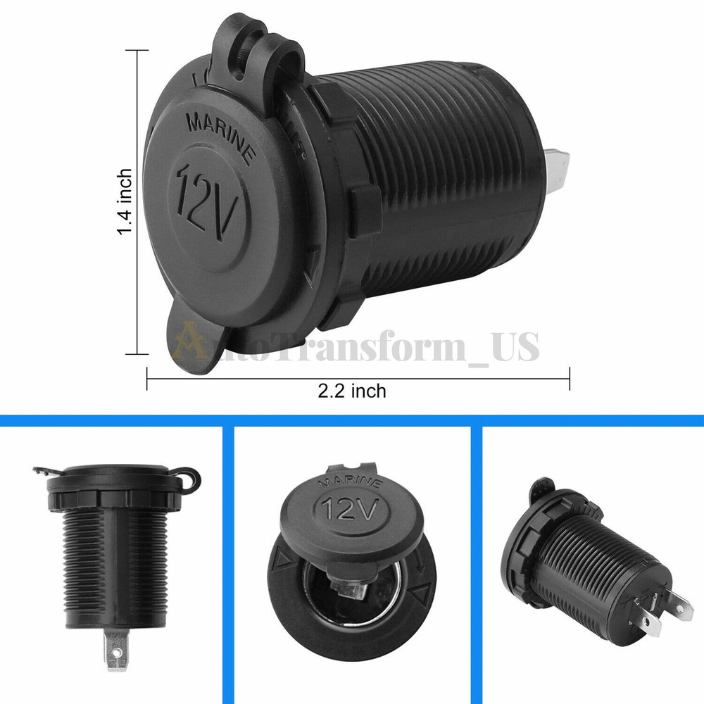 Cigarette Lighter Socket Power Outlet Socket Receptacle ATV Car Motorcycle 12V