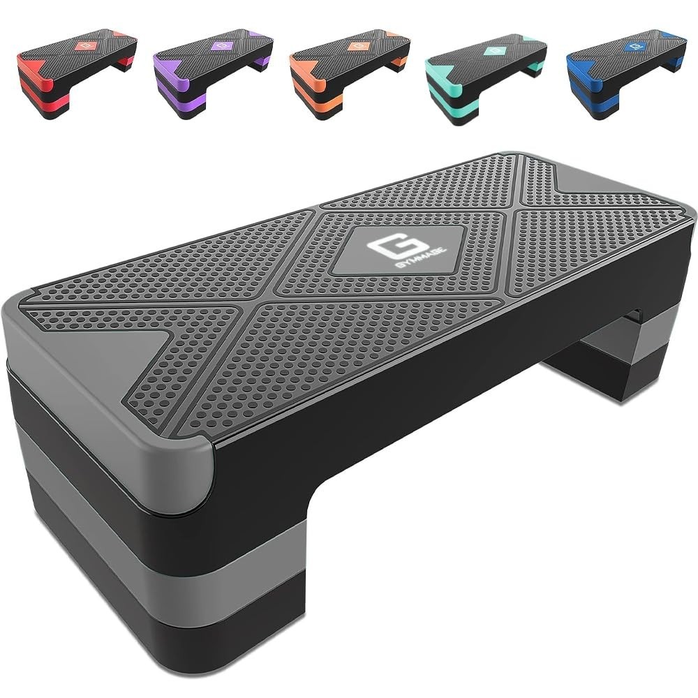 Adjustable Aerobic Step Platform - 26.5" Deck with 4"/6"/8" Risers for Home Gym
