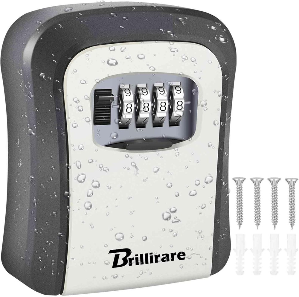 Upgraded Waterproof Key Lock Box - Resettable 4-Digit Combination Security