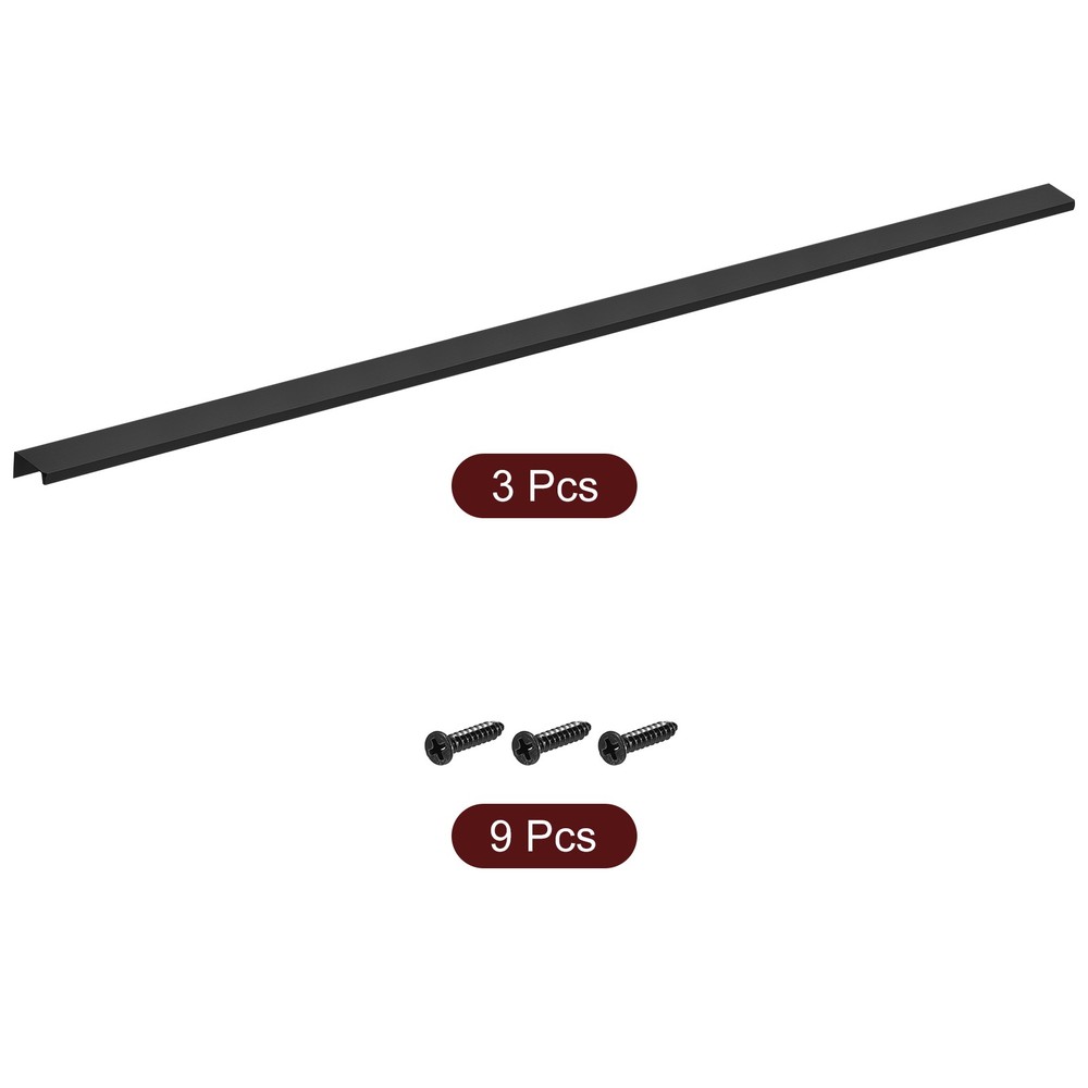 Cabinet Edge Finger Pull, 3pcs 800mm/31.5 Hidden Cabinet Pulls, Black