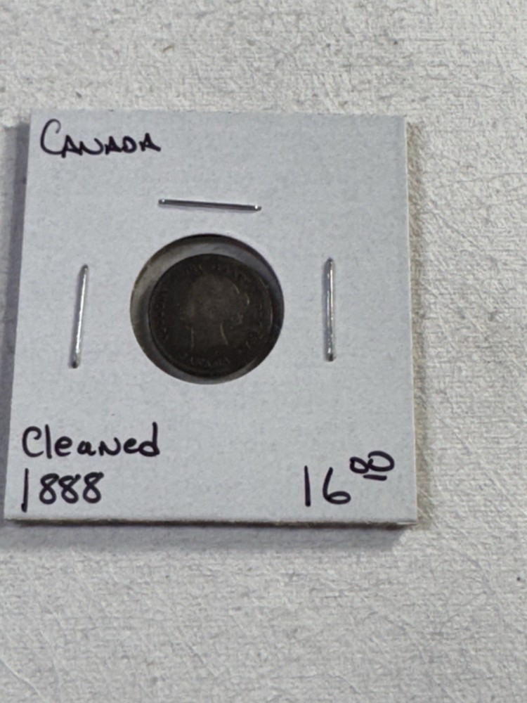 1888 Canada 5 Cents Small Silver Coin Cleaned