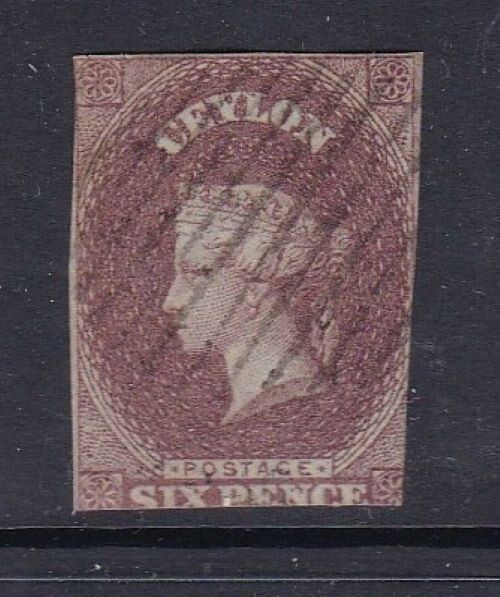 Ceylon - SG 6 - used - 1859 - 6d purple brown (imperf)