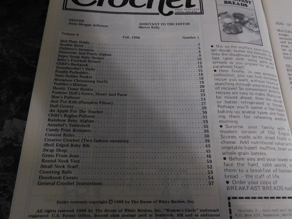 Women's Circle Crochet Magazine Fall 1986
