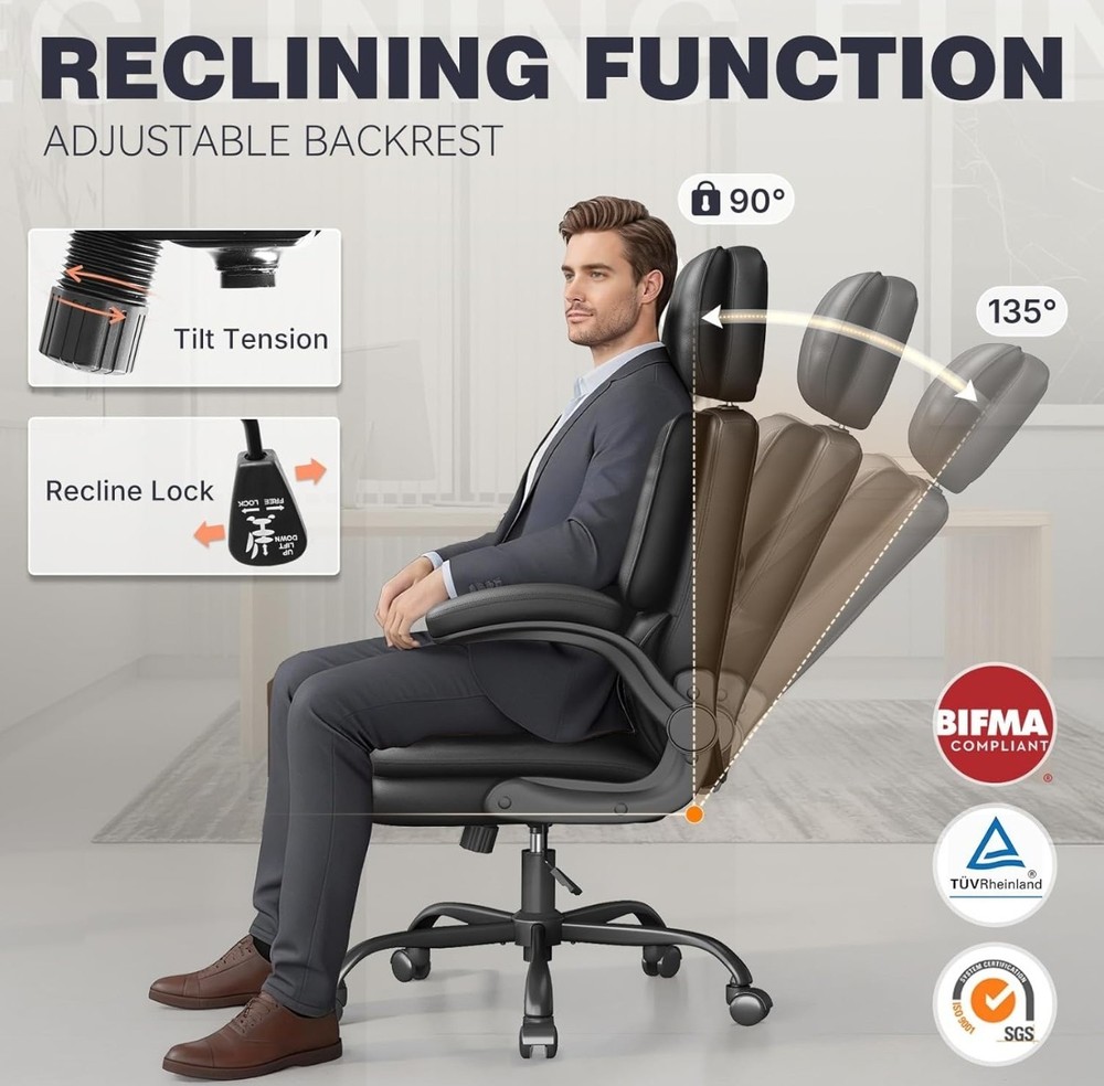 Executive Office Ergonomic Chair, Computer Chair with Adjustable Headrest,PU...
