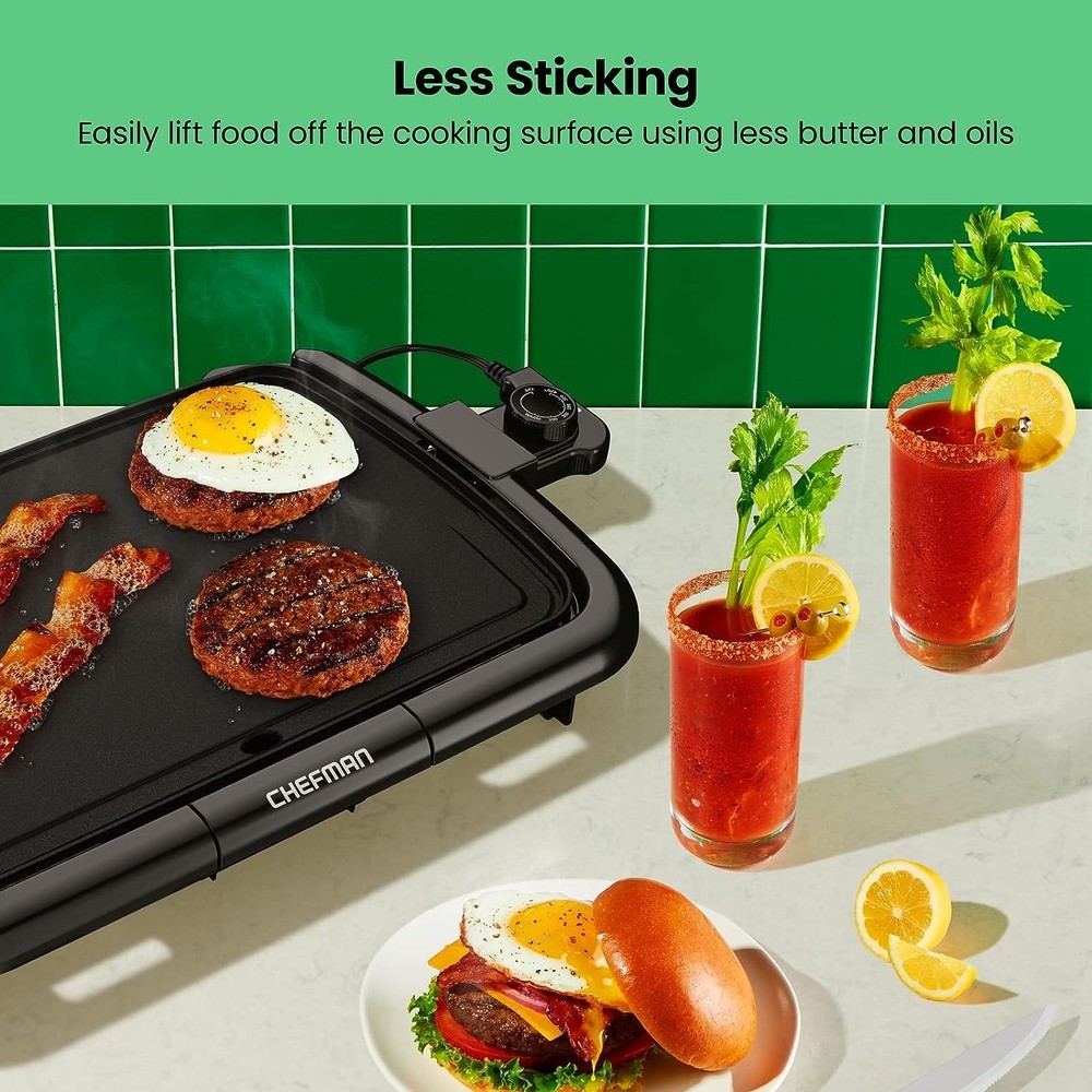 Electric Griddle with Removable Temperature Control, Immersible Flat Top Gril...