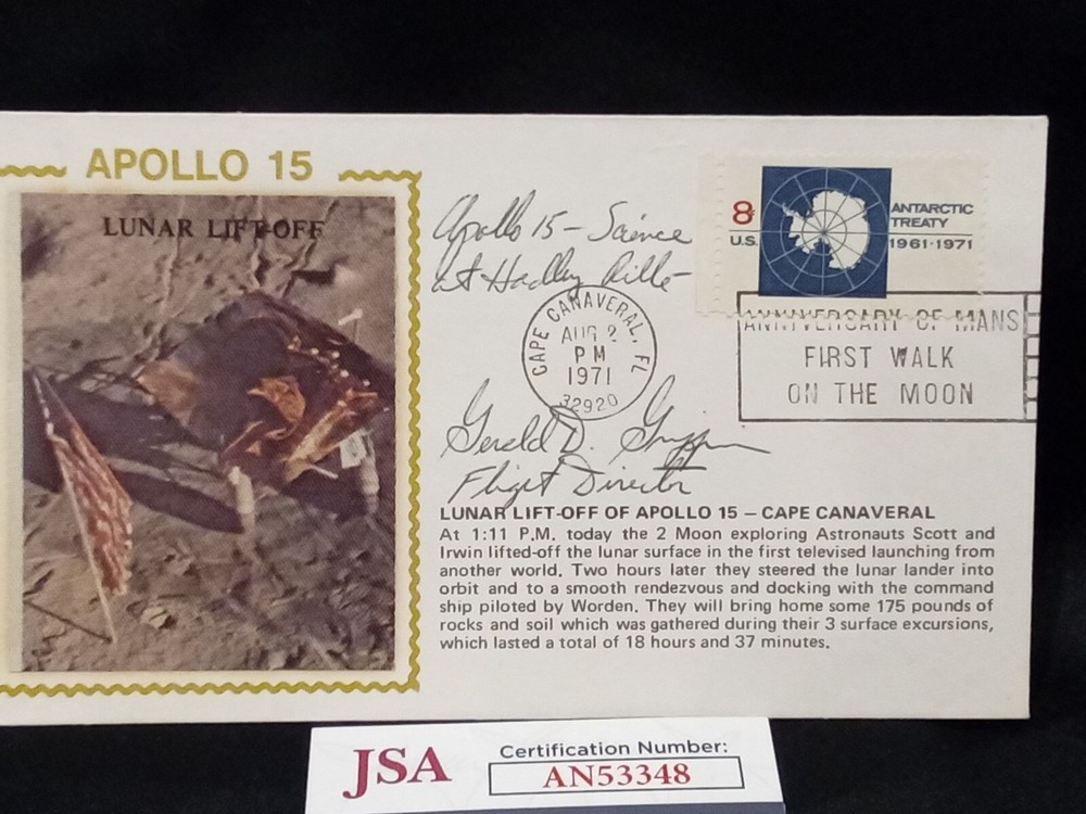 Gerald Griffin Signed NASA Apollo 15 Cachet JSA COA