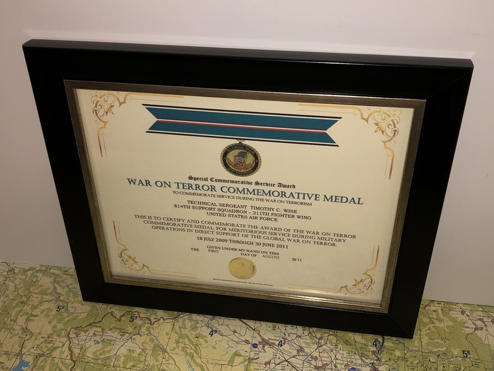 SCSA - WAR ON TERROR COMMEMORATIVE MEDAL CERTIFICATE ~ Type 1