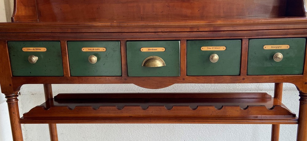 French Solid Cherry Wood Wine Bar, Server, Sideboard, Liquor Cabinet