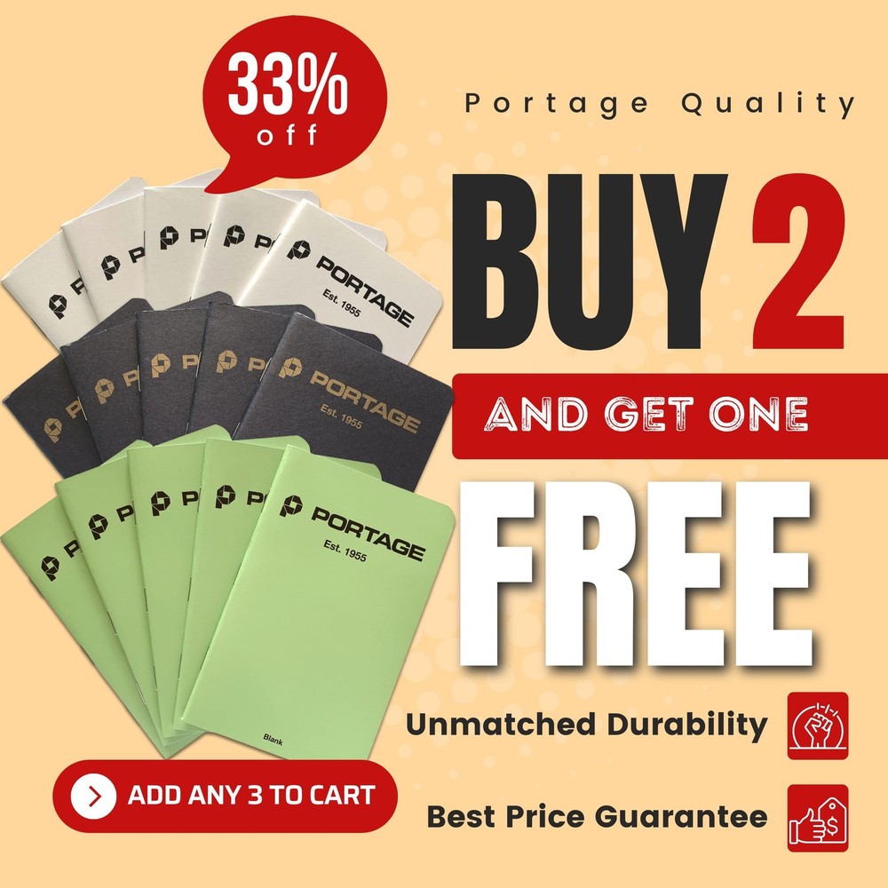 Portage Small Graph Notebook- Notepad for Field Notes, White