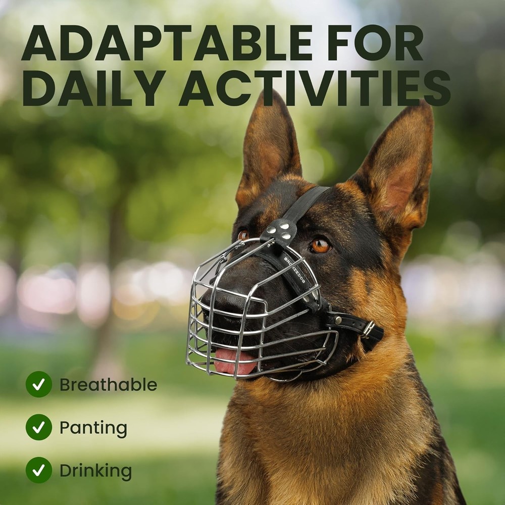 BRONZEDOG Wire Dog Muzzle German Shepherd for Medium Large Dog Adjustable Basket
