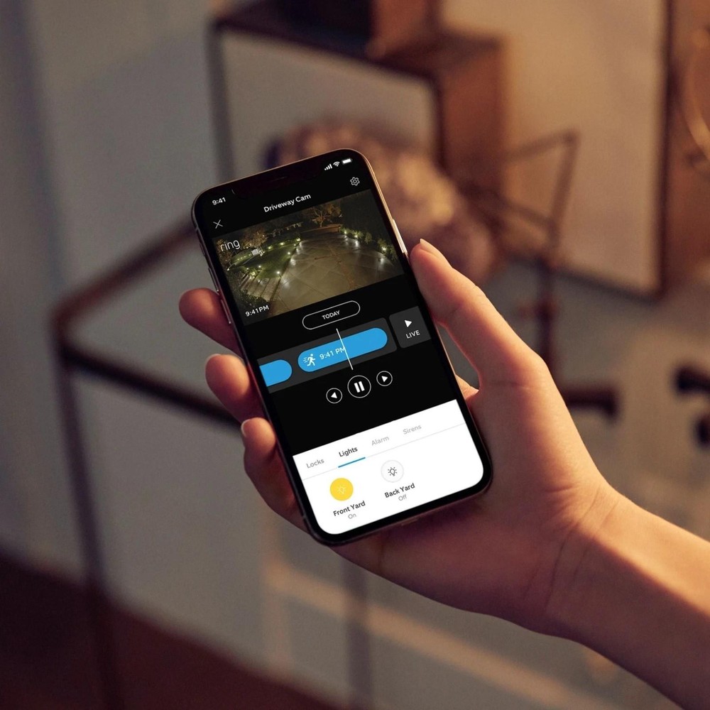 Ring Spotlight Wired Security Camera with Motion Detection & Night Vision Black