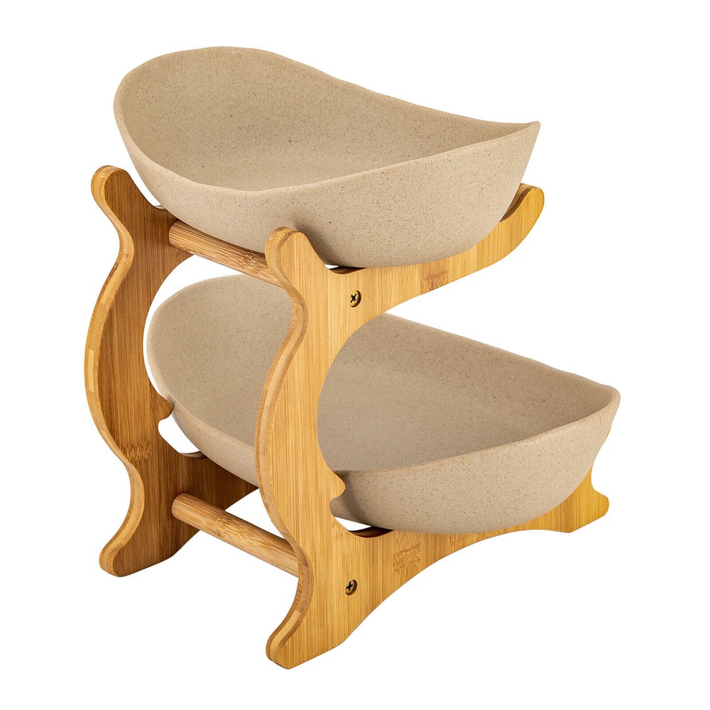 Fruit Basket for Kitchen 2-Tier Fruit Bowl Kitchen Counter Storage Rack Stand