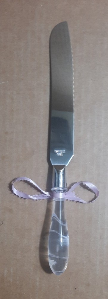 Wilton Cake Knife and Server Set Clear Handle with Ribbons