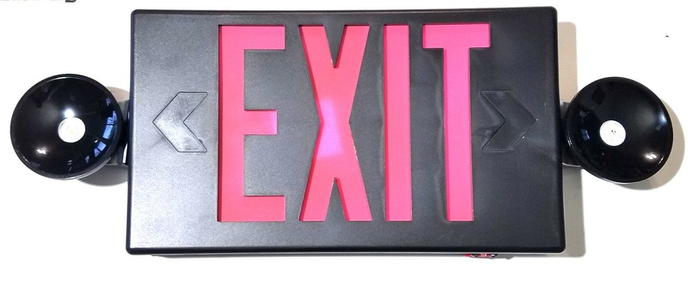Sure Lites LPXC25BKSD LED Emergency Light Exit Sign Combo Self-Diagnostics Black