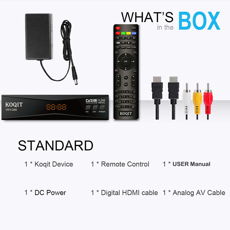 H.265 FTA Satellite Receiver FHD Decoder DVB-S2 Sat Finder Mirroring Cast TV Box