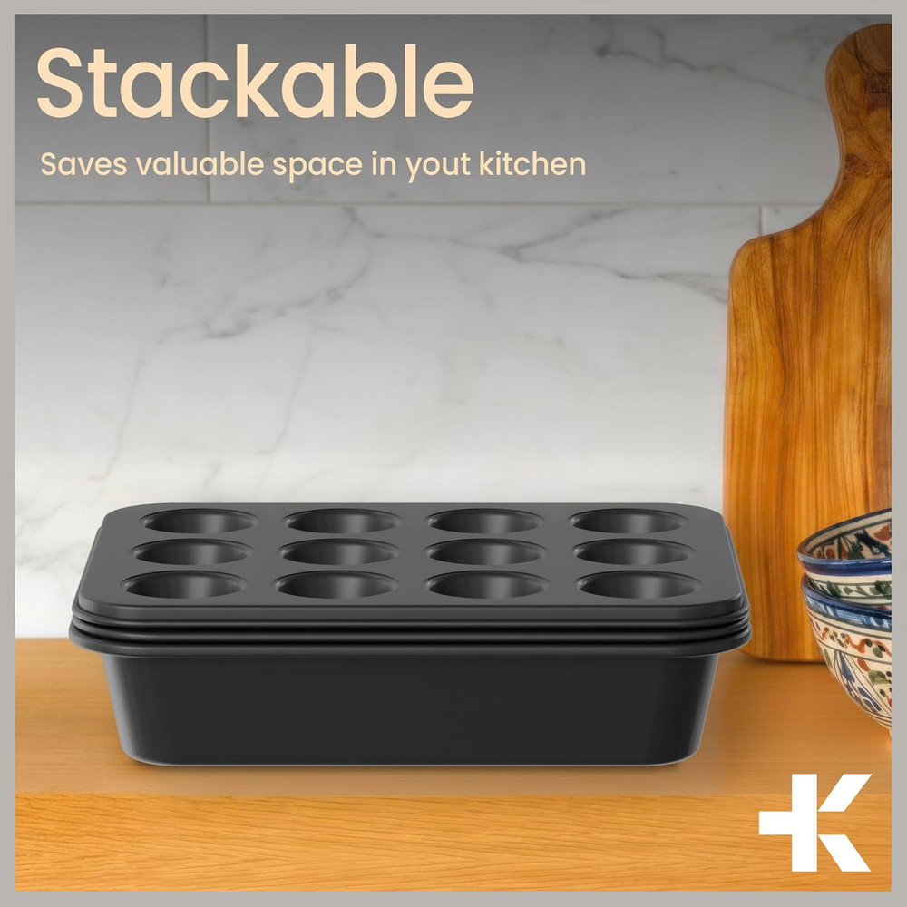 Bakken 4-Piece Bakeware Sets, Nonstick Carbon Steel Baking Sheet, Stackable Spac