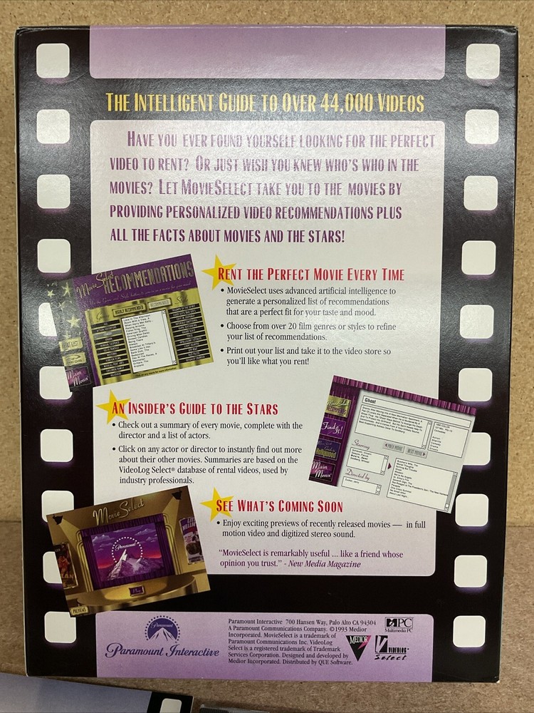 Movie Select The Intelligent Guide By Paramount Interactive Big Box PC