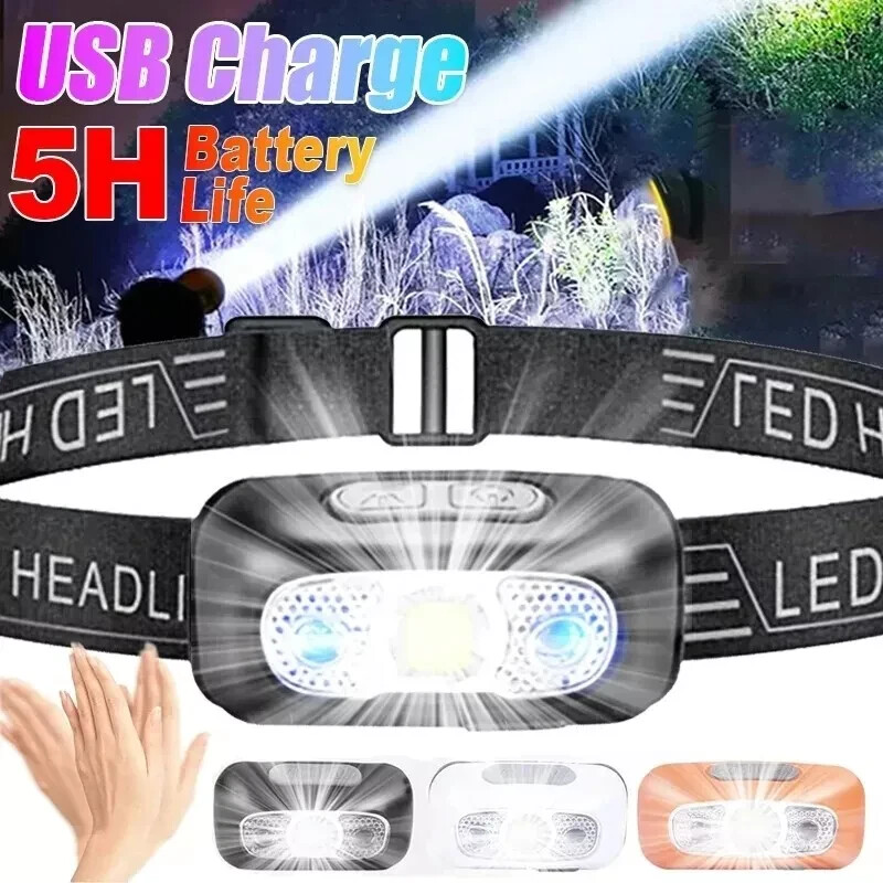 Lampara de Cabeza LED Impermeable USB Recargable Linterna para Correr - Multiuso