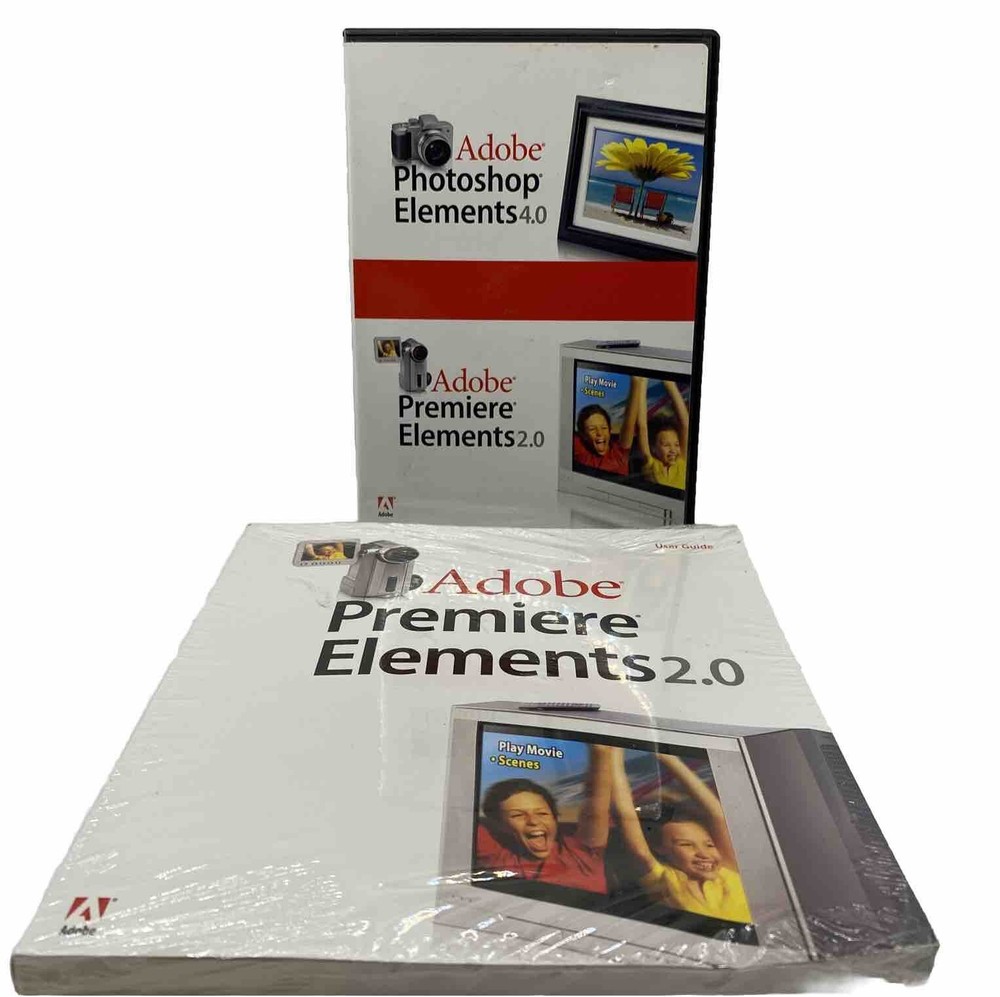 Photoshop Elements 4.0 And Adobe Premier Elements 2.0 W/ Sealed Premiere Manual