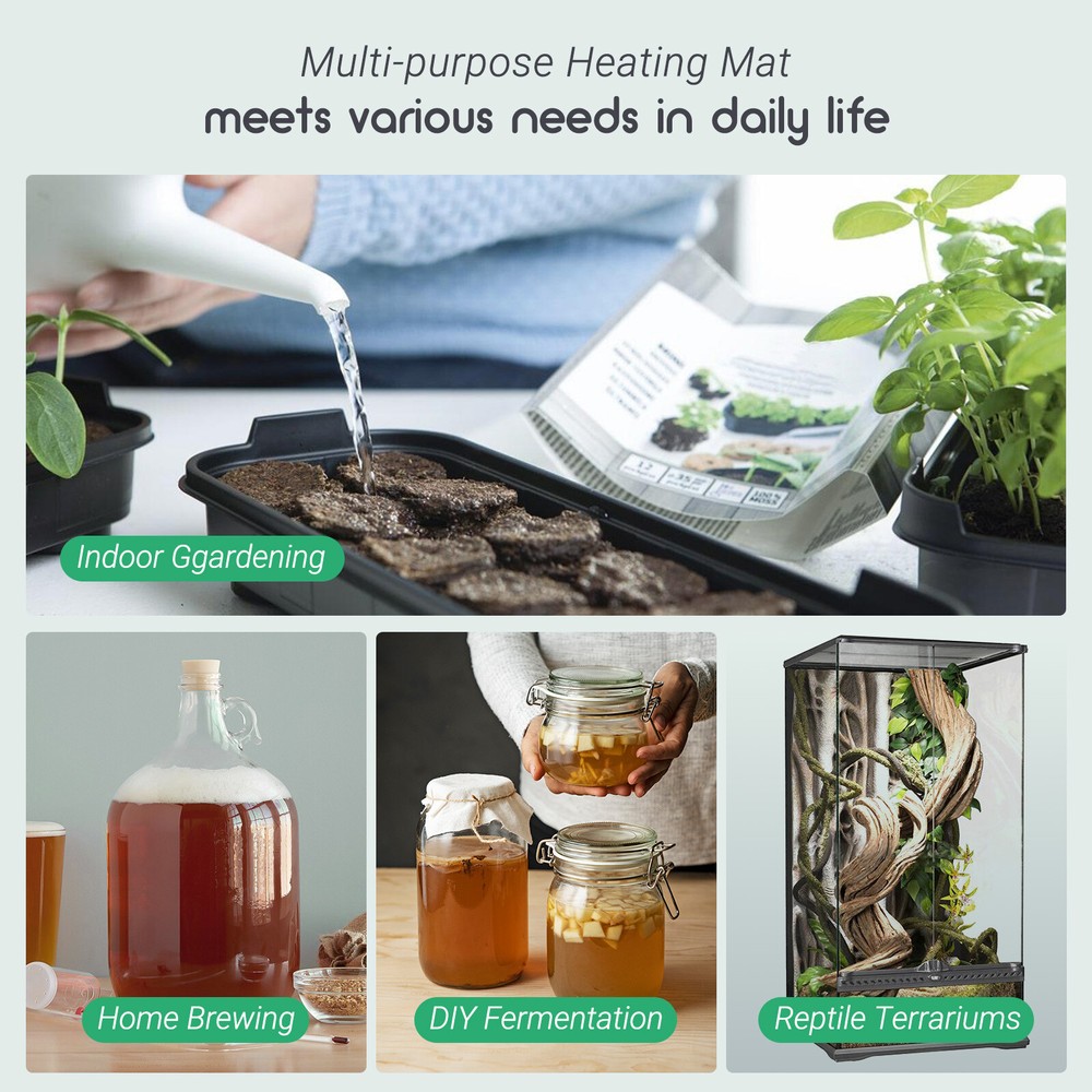 2/4 Pcs Seedling Heat Mats Digital Thermostat Controller Daisy Chain Hydroponic