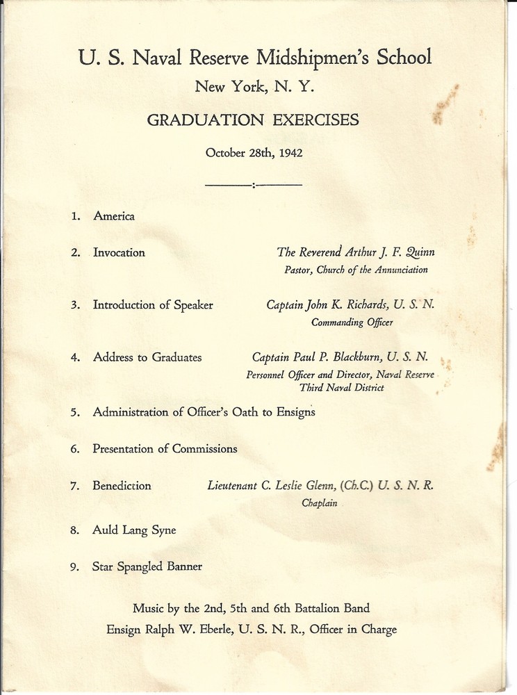28 Oct 1942 U.S. Naval Reserve Midshipmen's School Graduation Program