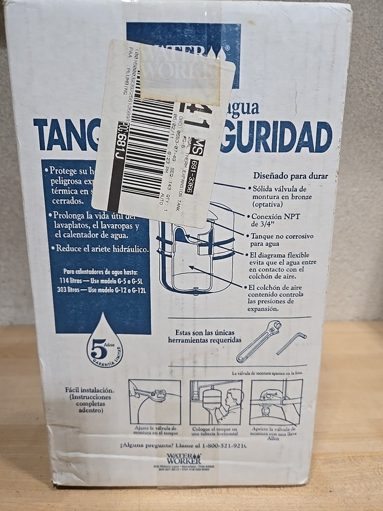 WATER WORKER G-5 Expansion Tank 2-Gallon (For 40 Gallon Water Heaters) Sealed