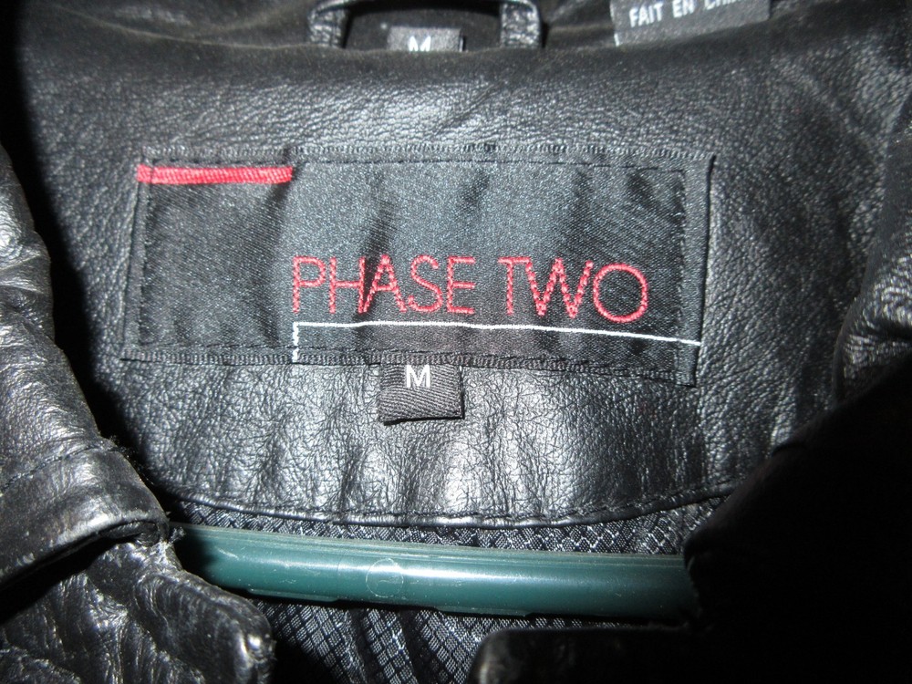 MENS GENUINE PHASE TWO BLACK LEATHER JACKET MEDIUM OUTER APPAREL BIKER JACKET QS